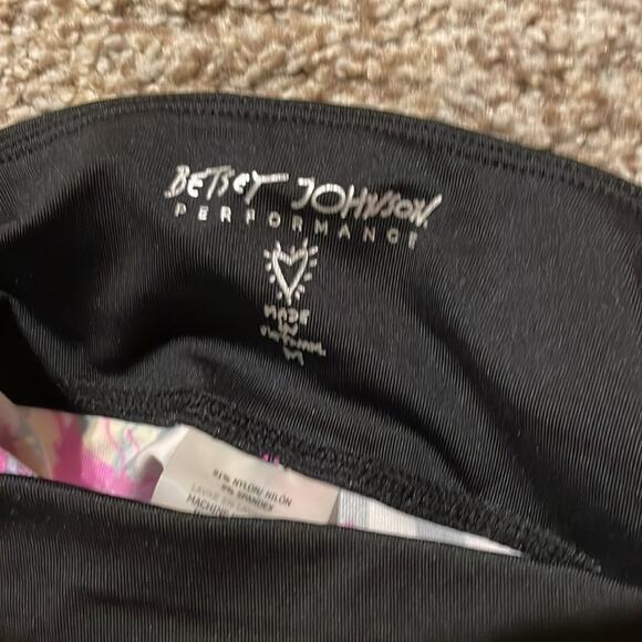 Betsey Johnson Active Cropped Leggings floral Stripes M - Picture 4 of 6